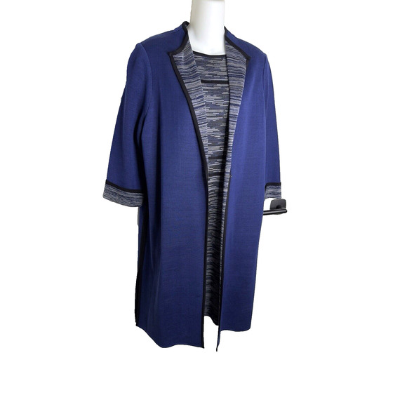 MISOOK 2-Piece Dress +‎ Long Jacket Set Outfit Separates Blue Black sz M - Picture 7 of 10